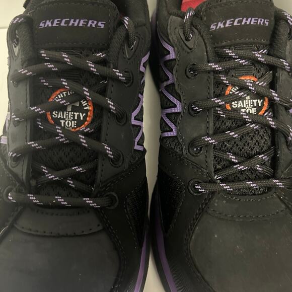 Women's Black/Purple Skecher Lightweight Safety toe Shoe 7 - Picture 3 of 9